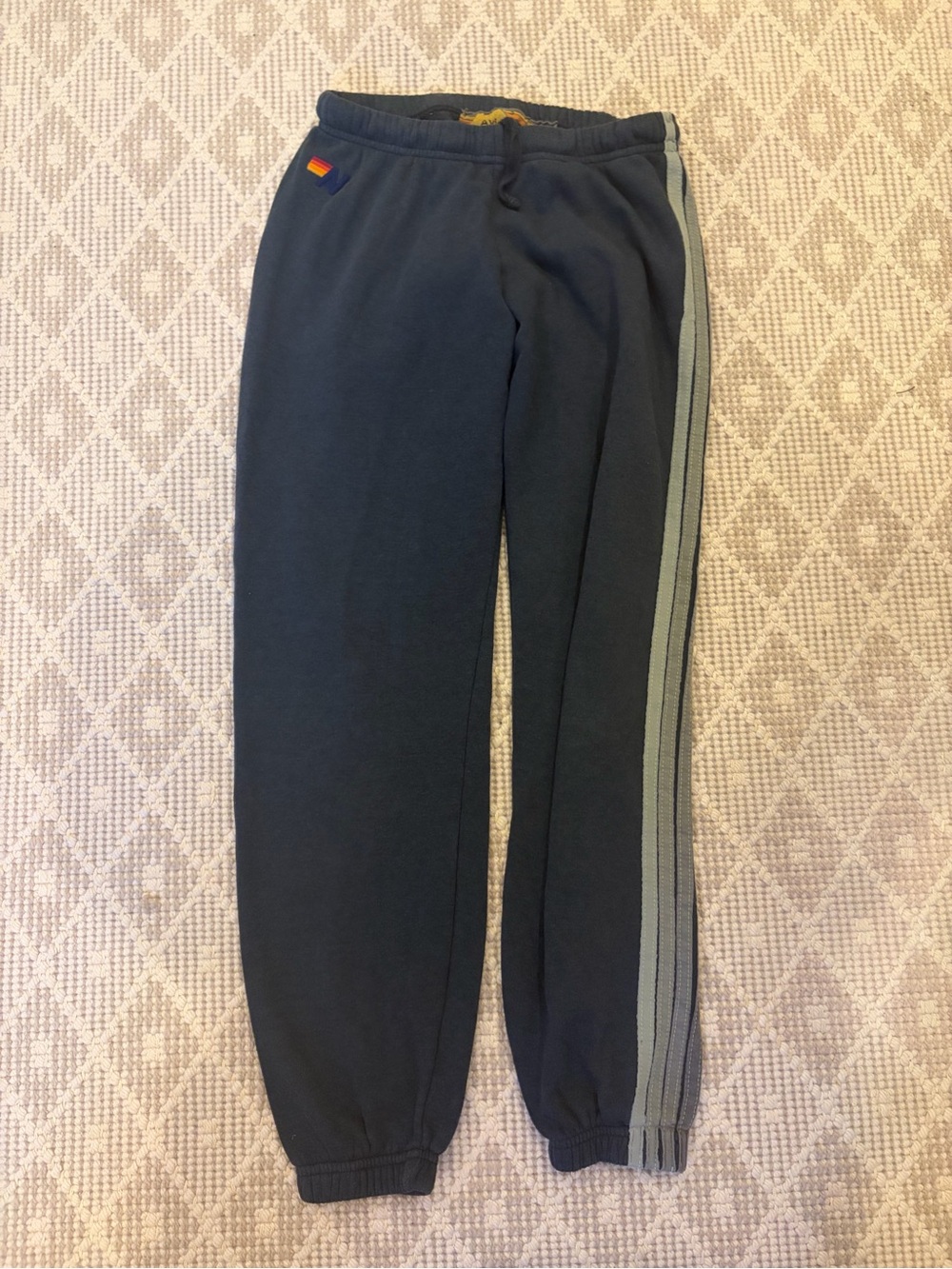 Dark Gray Sweatpants with gray and black 5 Stripe